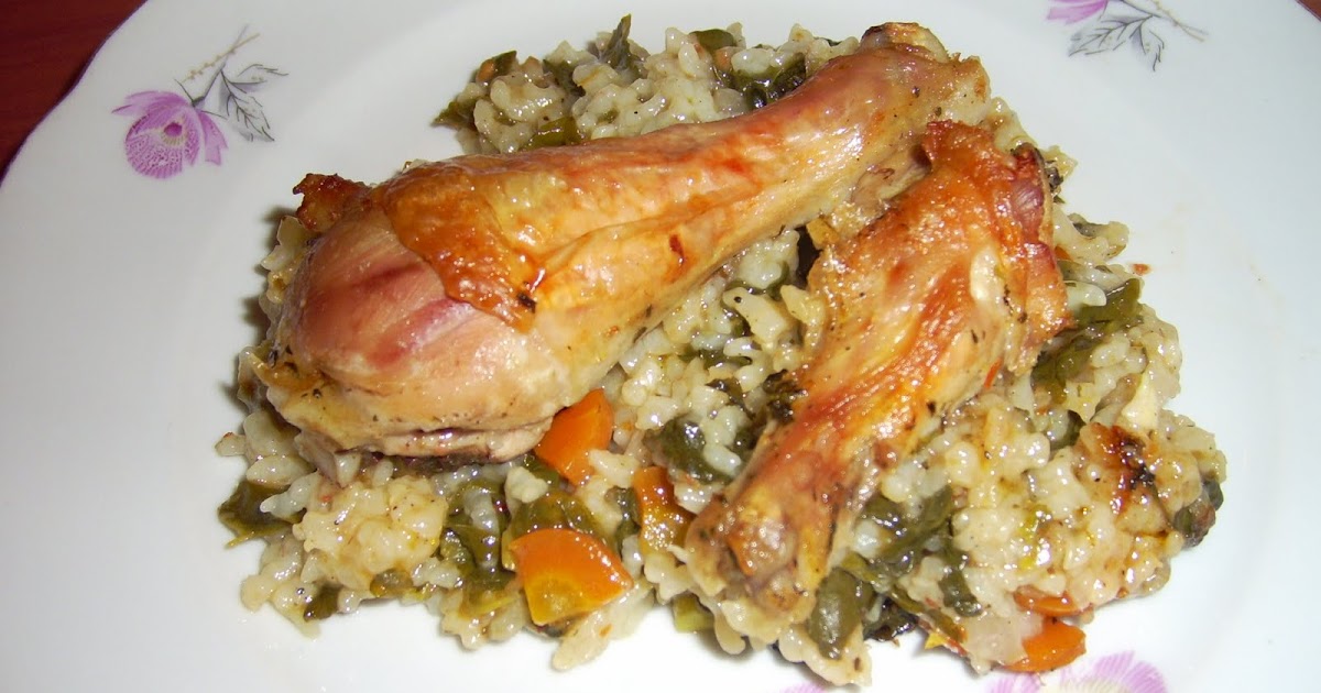 Pollo con espinacas y arroz