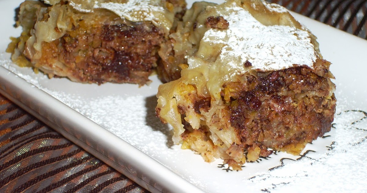 Strudel de chocolate con calabaza y manzanas